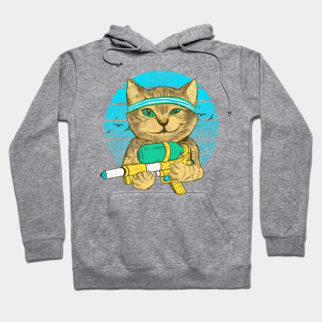 water gun summer cat Hoodie by Deduder.store